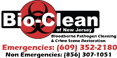Bio-Clean of New Jersey: Bloodborne Pathogen Cleaning & Crime Scene Restoration. Emergencies: (609) 352-2180 Non-Emergencies: (856) 307-1051